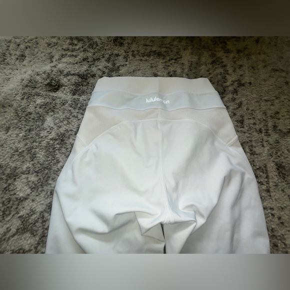 lululemon athletica Pants - Lululemon Ribbed Contour Leggings White High Rise Size 8